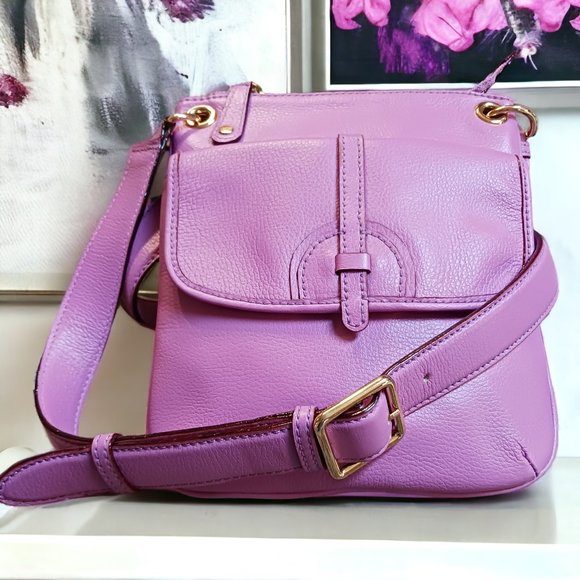 Isaac Mizrahi Pink Pebbled Leather Crossbody Bag - Picture 1 of 10
